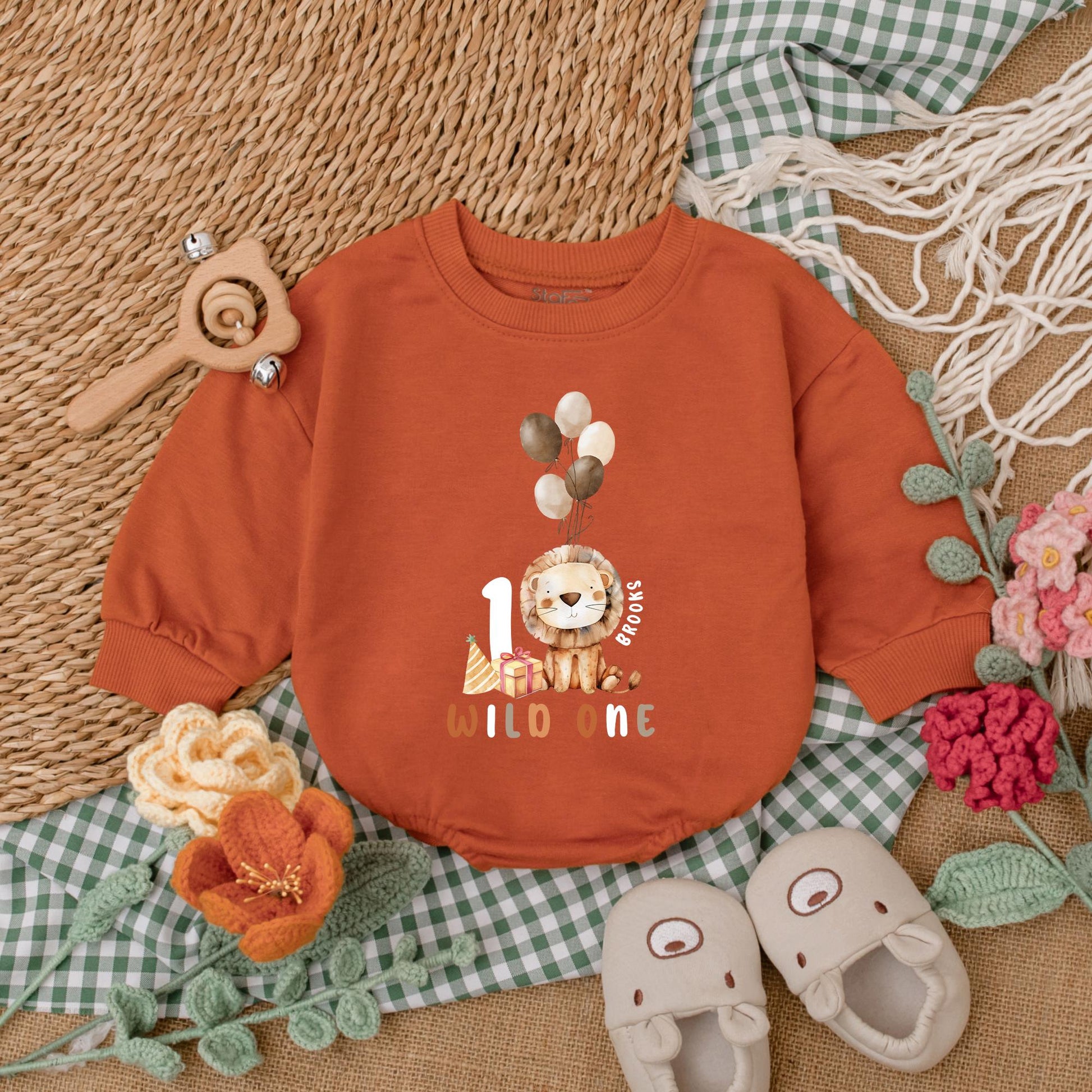 Wild One 1st Birthday Romper Safari Baby Boy Outfit Personalized Bubble Romper First Birthday Clothes