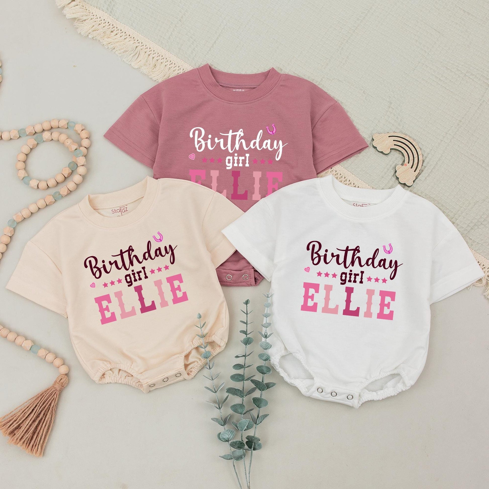 Pink Cowgirl Birthday Shirt for Family Matching Rodeo Western Country Party with Stars Hat Hearts Mom Daddy Brother Farm Celebration