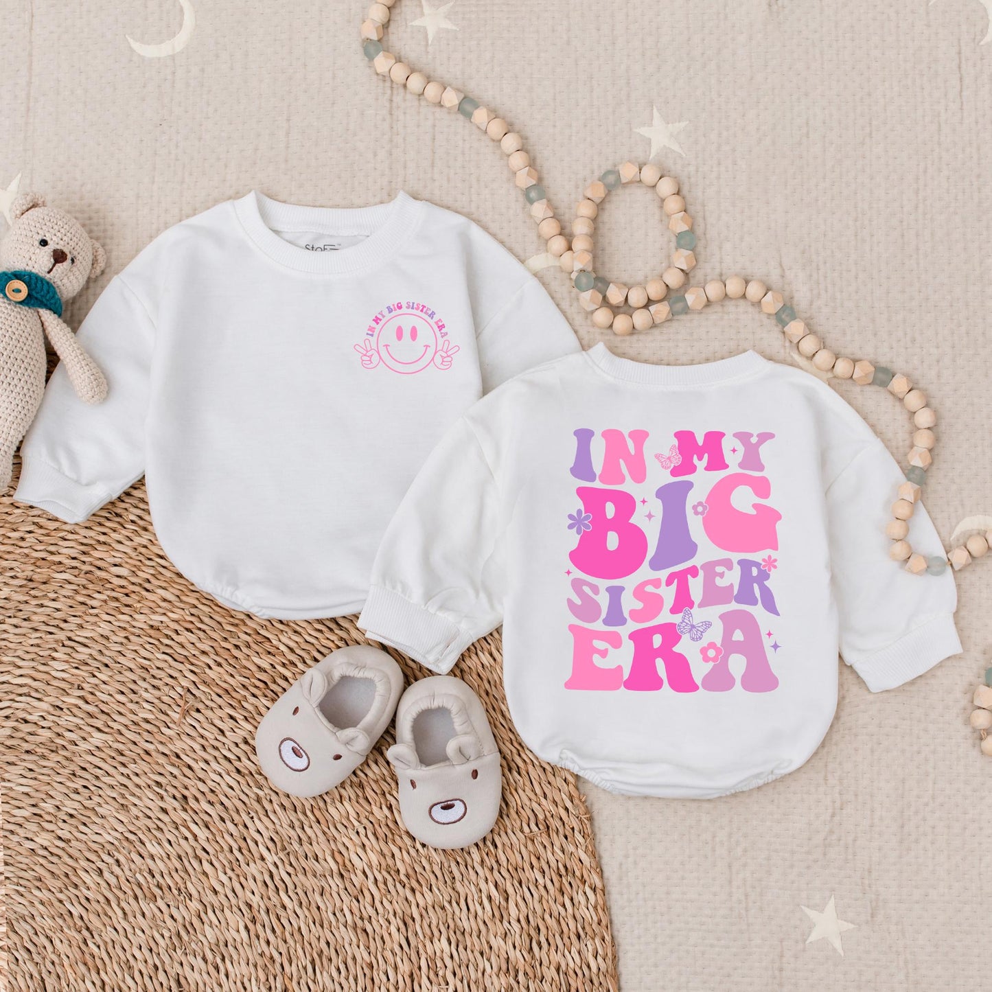 In My Big Sister Era Baby Romper Baby Girl Shower Gift Pregnancy Announcement Newborn Outfit Sister Bodysuit Coming Home Clothes