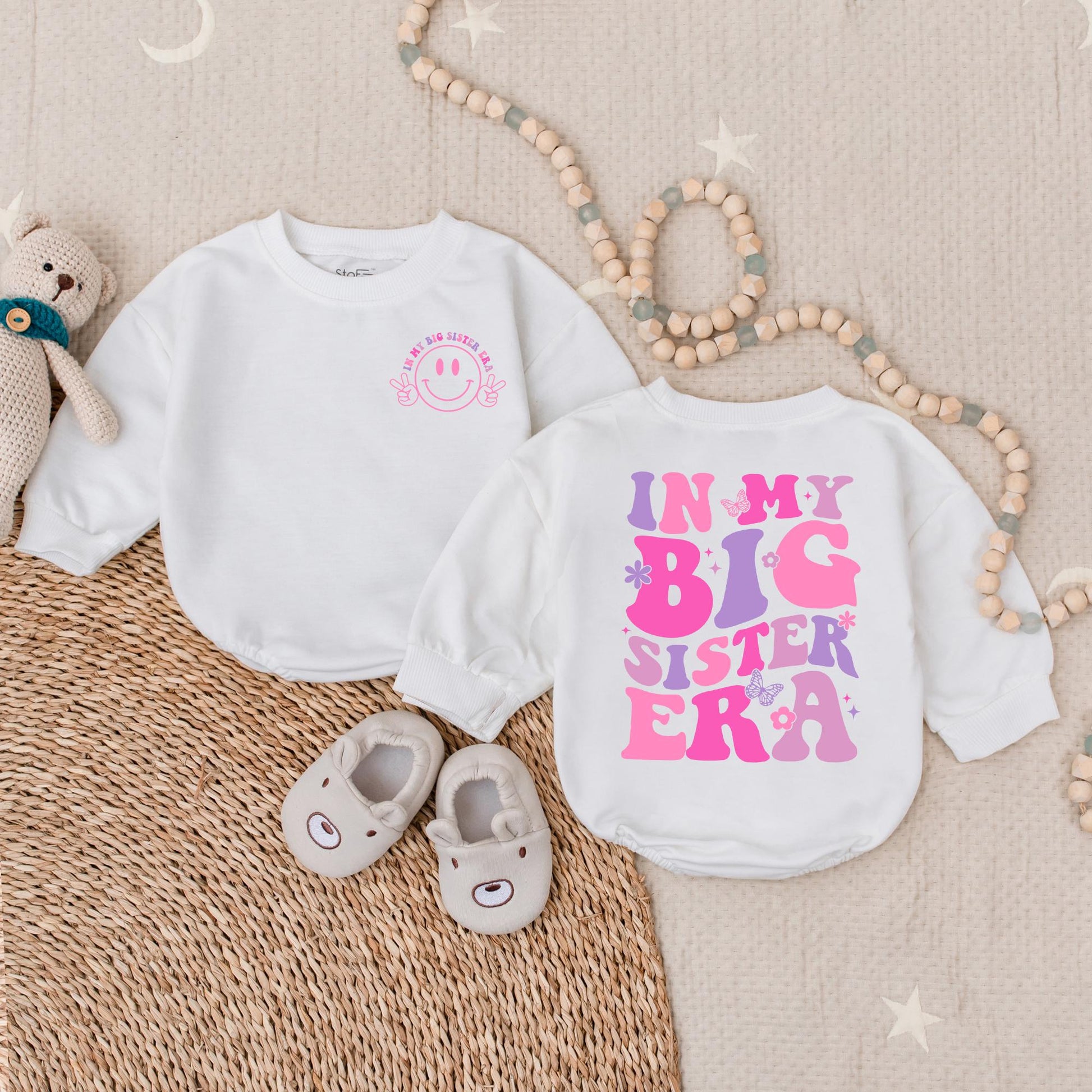 In My Big Sister Era Baby Romper Baby Girl Shower Gift Pregnancy Announcement Newborn Outfit Sister Bodysuit Coming Home Clothes