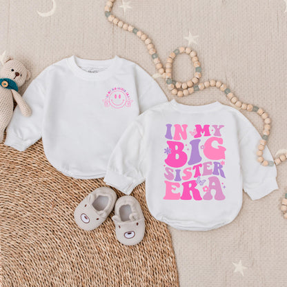 In My Big Sister Era Baby Romper Baby Girl Shower Gift Pregnancy Announcement Newborn Outfit Sister Bodysuit Coming Home Clothes