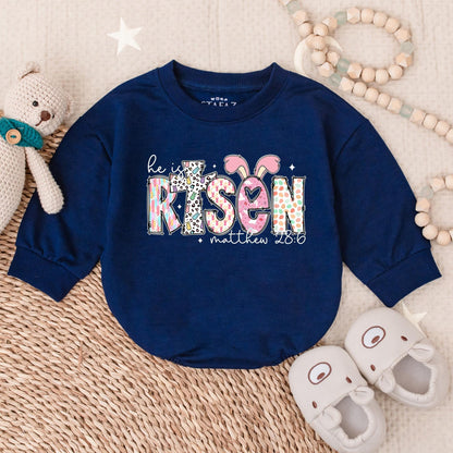 He is Risen Easter Baby Romper Sweater, Lamb Crown Design, 1st Easter Outfit, Christian Religious Baby Shower Gift, Boy Girl Clothes