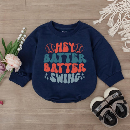 Hey Batter Batter Swing Baby Baseball Romper Retro Boy Outfit Cute Girl Clothes Game Day Sport Shirt Newborn Jumpsuit