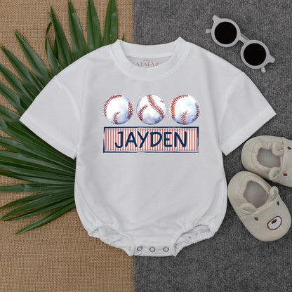 Personalized Baseball Baby Romper Custom Name Game Day Bodysuit for Little Slugger's Baseball Vibes and Season Celebrations