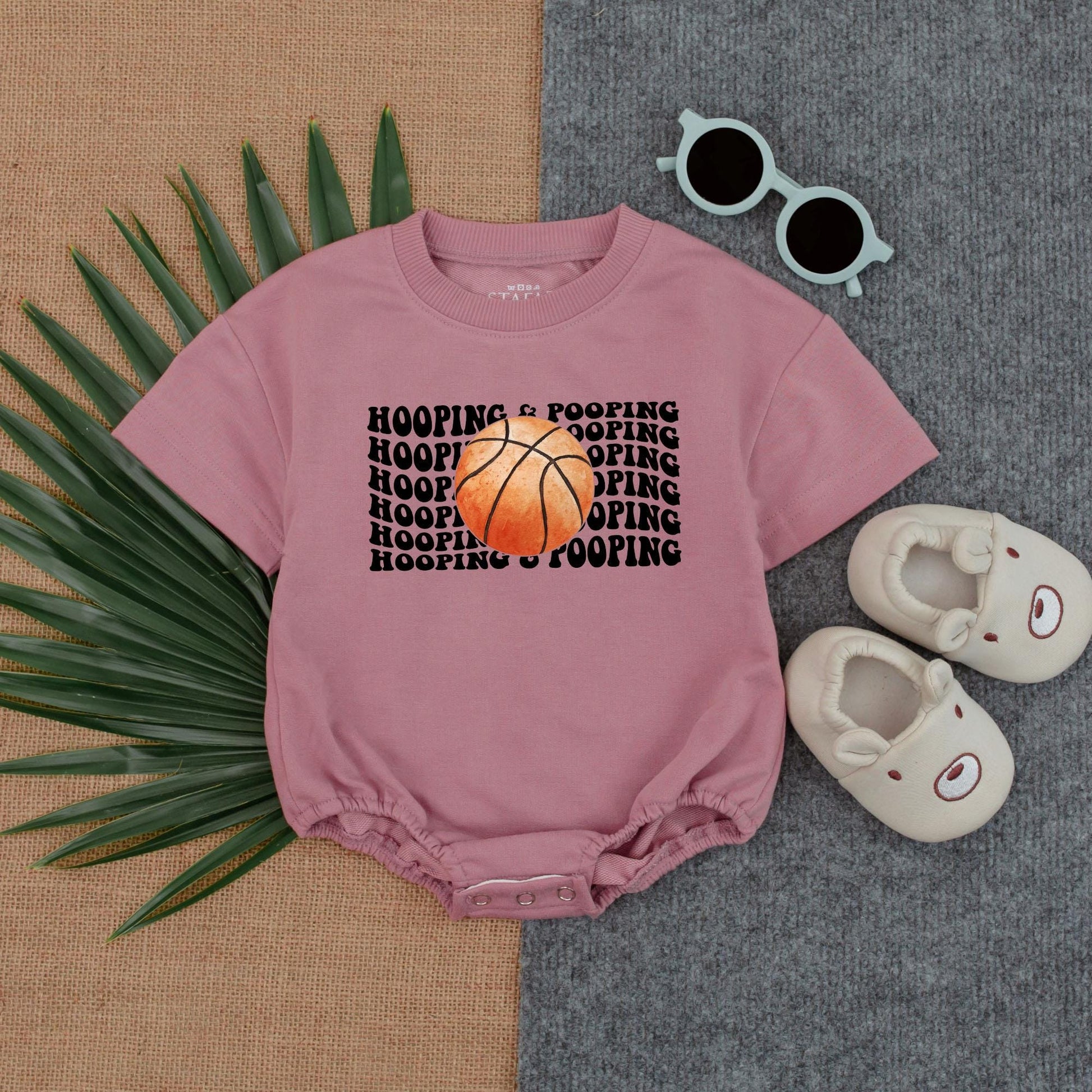 Hooping & Pooping Baby Bodysuit Funny Basketball Gameday Romper for Baby Shower Gift or Sports Fan Unique Outfit