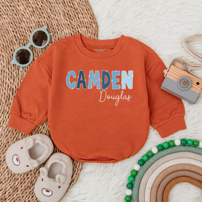 Personalized Baby Boy Name Bubble Romper Oversized Bodysuit Infant Toddler Shower Gift Birthday Outfit Soft Comfortable One-Piece Tee