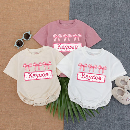 Custom Name Baby Girl Romper Bodysuit - Personalized Bubble Romper Baby Shower Gift - Minimalist Birthday, Christmas Gift