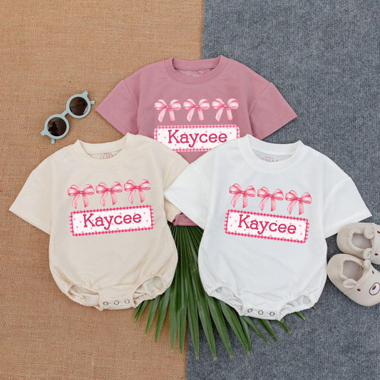 Custom Name Baby Girl Romper Bodysuit - Personalized Bubble Romper Baby Shower Gift - Minimalist Birthday, Christmas Gift