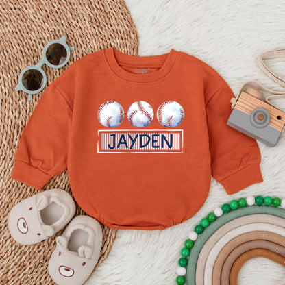 Custom Baseball Baby Romper Game Day Bodysuit Personalized Name for Little Slugger