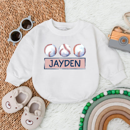 Custom Baseball Baby Romper Game Day Bodysuit Personalized Name for Little Slugger
