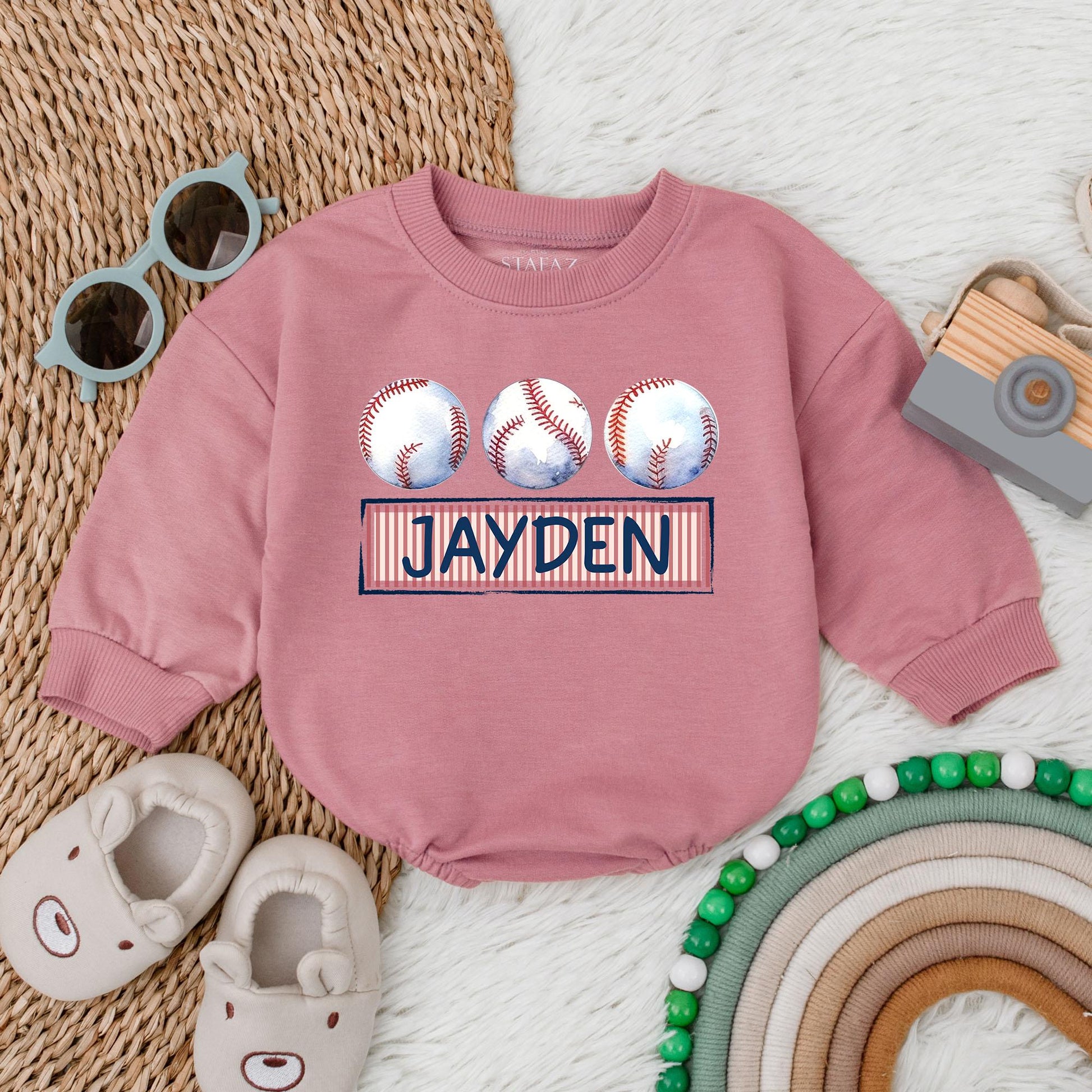 Custom Baseball Baby Romper Game Day Bodysuit Personalized Name for Little Slugger