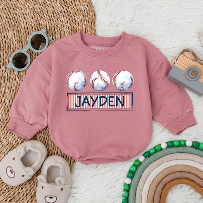 Custom Baseball Baby Romper Game Day Bodysuit Personalized Name for Little Slugger