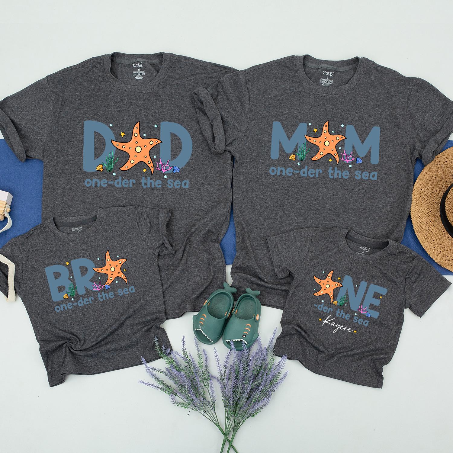 Personalized Oneder The Sea 1st Birthday Boy Shirt Matching Family Outfit Fun Ocean Sea Animal Party Celebration Soft Cotton