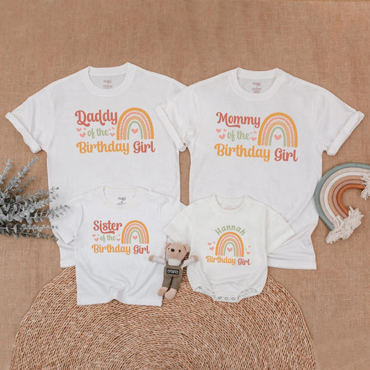 Boho Rainbow Birthday Girl Family Matching Shirt First Birthday Girl Outfit Mama of Birthday Girl Mommy and Me Gift