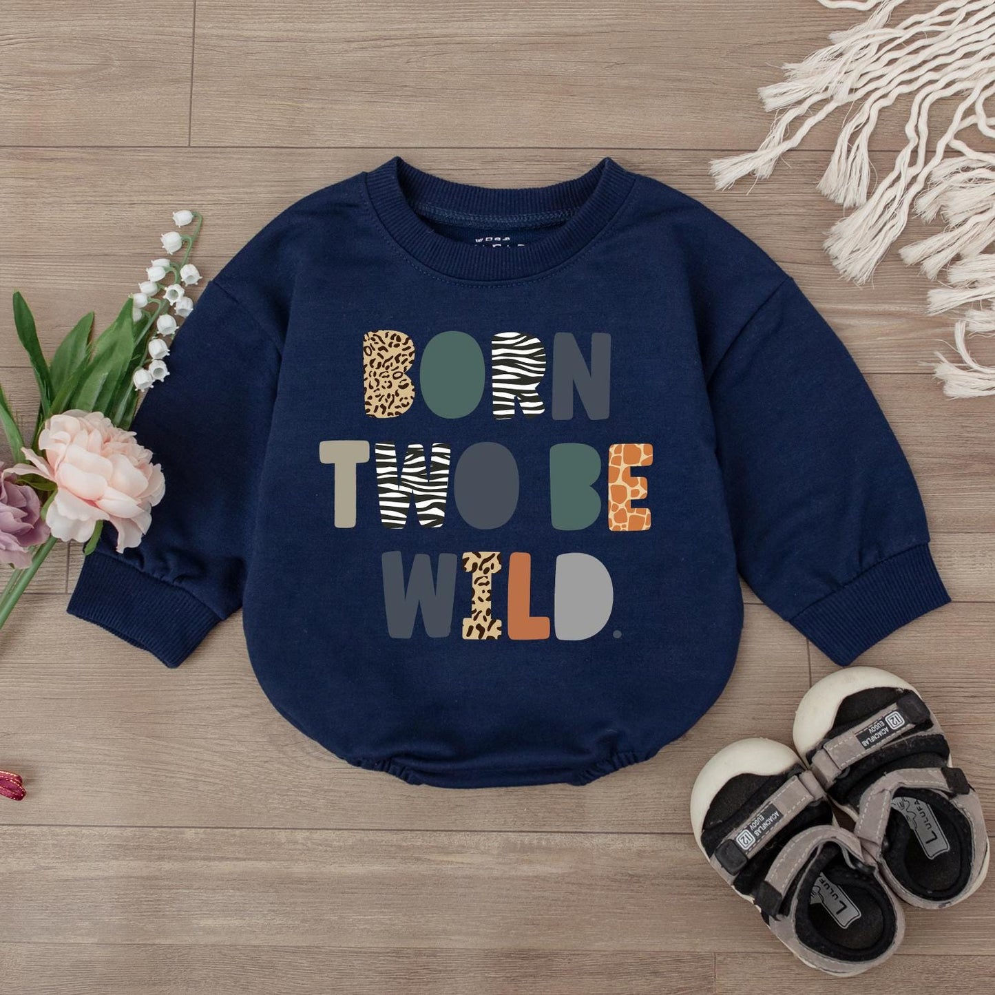 Born Two Be Wild Safari Birthday Romper for Girls Zoo Two Wild Outfit Toddler Baby Safari Party Clothes Second Birthday Celebration