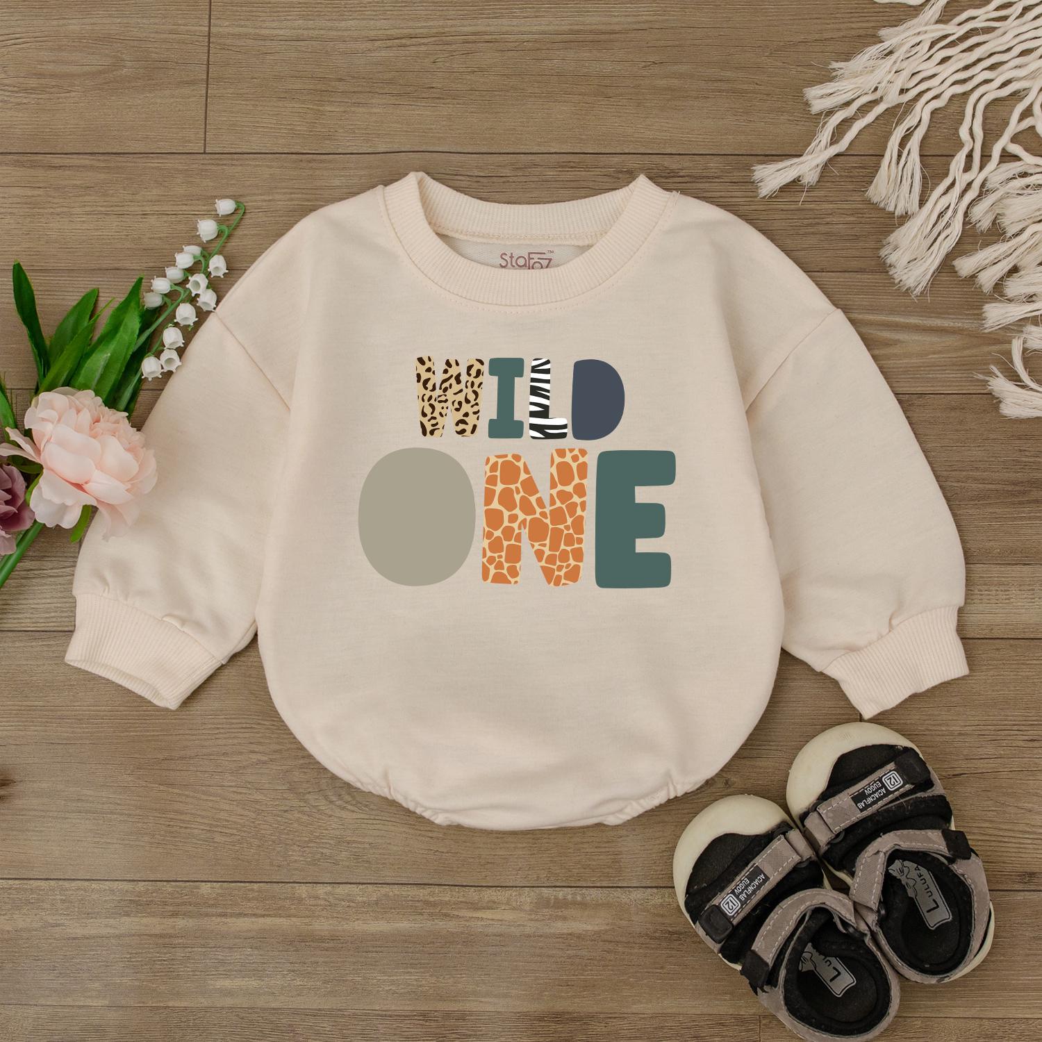 Safari Animal Baby Romper: Wild One Giraffe & Lion Birthday Bodysuit, Cute Baby Shower Gift, Girl's Birthday Outfit, Zoo Party