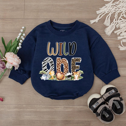 Cute Safari Animal Baby Romper Wild One Giraffe Lion Bodysuit Adorable Birthday Gift Outfit for Toddler Shower Present Natural Cotton Soft