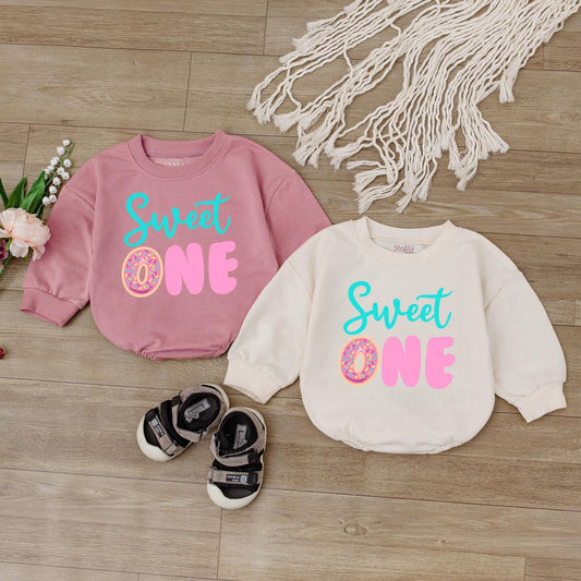 Sweet One Pink Donut Baby Bodysuit Adorable 1st Birthday Outfit Girl Smash Cake Romper Newborn Essential First Birthday Clothes