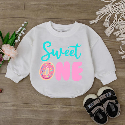 Sweet One Pink Donut Baby Bodysuit Adorable 1st Birthday Outfit Girl Smash Cake Romper Newborn Essential First Birthday Clothes