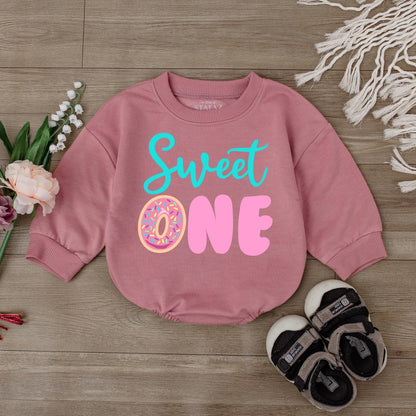Sweet One Pink Donut Baby Bodysuit Adorable 1st Birthday Outfit Girl Smash Cake Romper Newborn Essential First Birthday Clothes