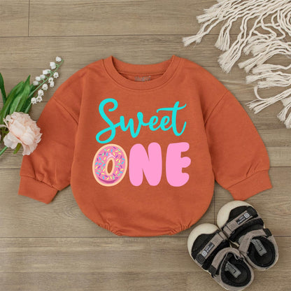 Sweet One Pink Donut Baby Bodysuit Adorable 1st Birthday Outfit Girl Smash Cake Romper Newborn Essential First Birthday Clothes