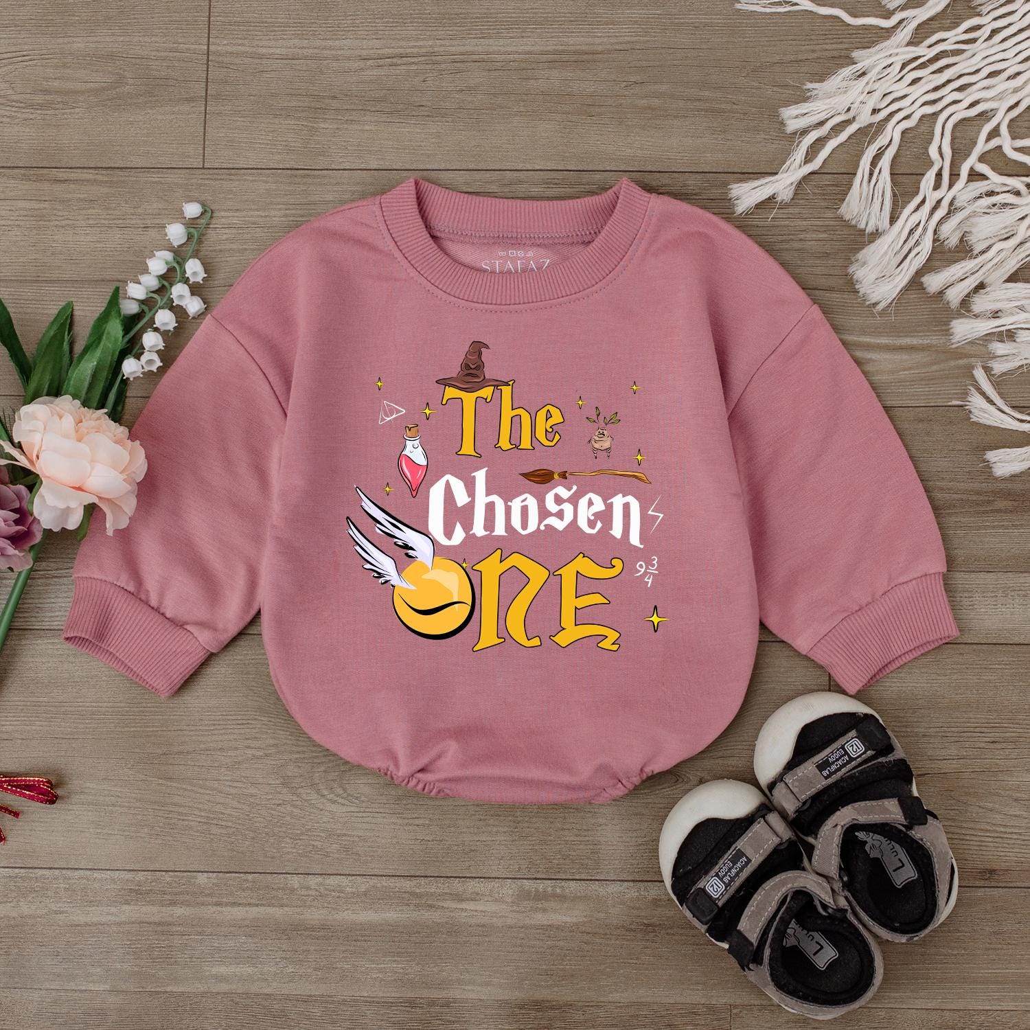 The Chosen One First Birthday Romper Baby Boy Girl Outfit Wizard Theme 1 Year Old Celebration Gift Cotton Comfortable