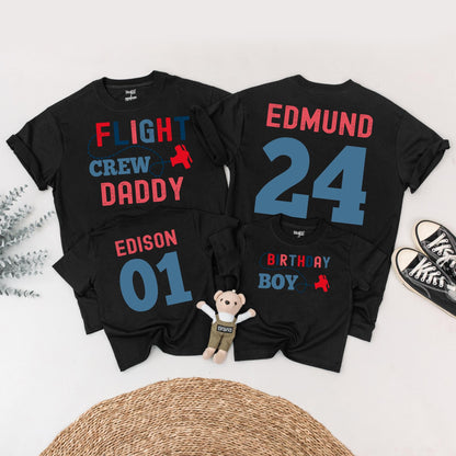 Airplane birthday family shirts, Airplane first birthday party, Custom names family birthday, Birthday boy shirt, Flight crew first birthday