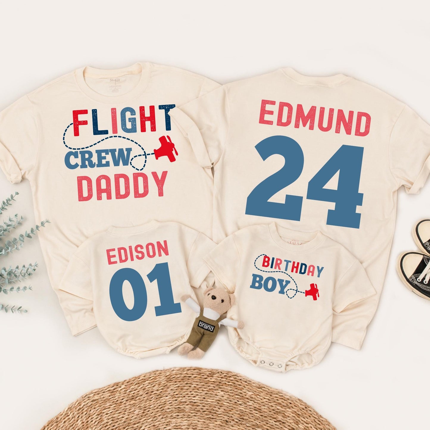 Airplane birthday family shirts, Airplane first birthday party, Custom names family birthday, Birthday boy shirt, Flight crew first birthday