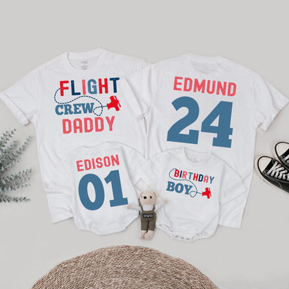 Airplane birthday family shirts, Airplane first birthday party, Custom names family birthday, Birthday boy shirt, Flight crew first birthday