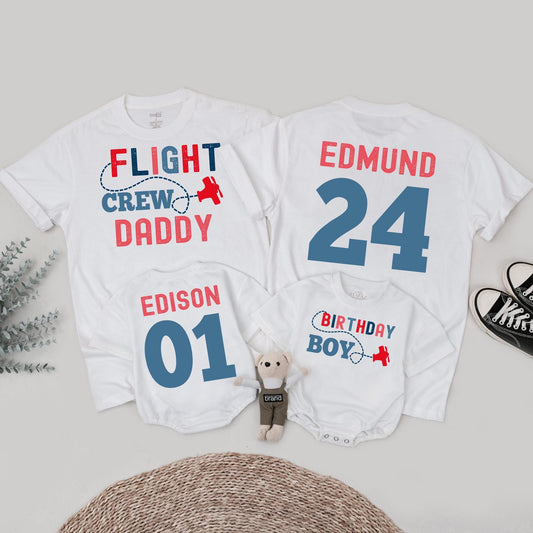 Airplane birthday family shirts, Airplane first birthday party, Custom names family birthday, Birthday boy shirt, Flight crew first birthday