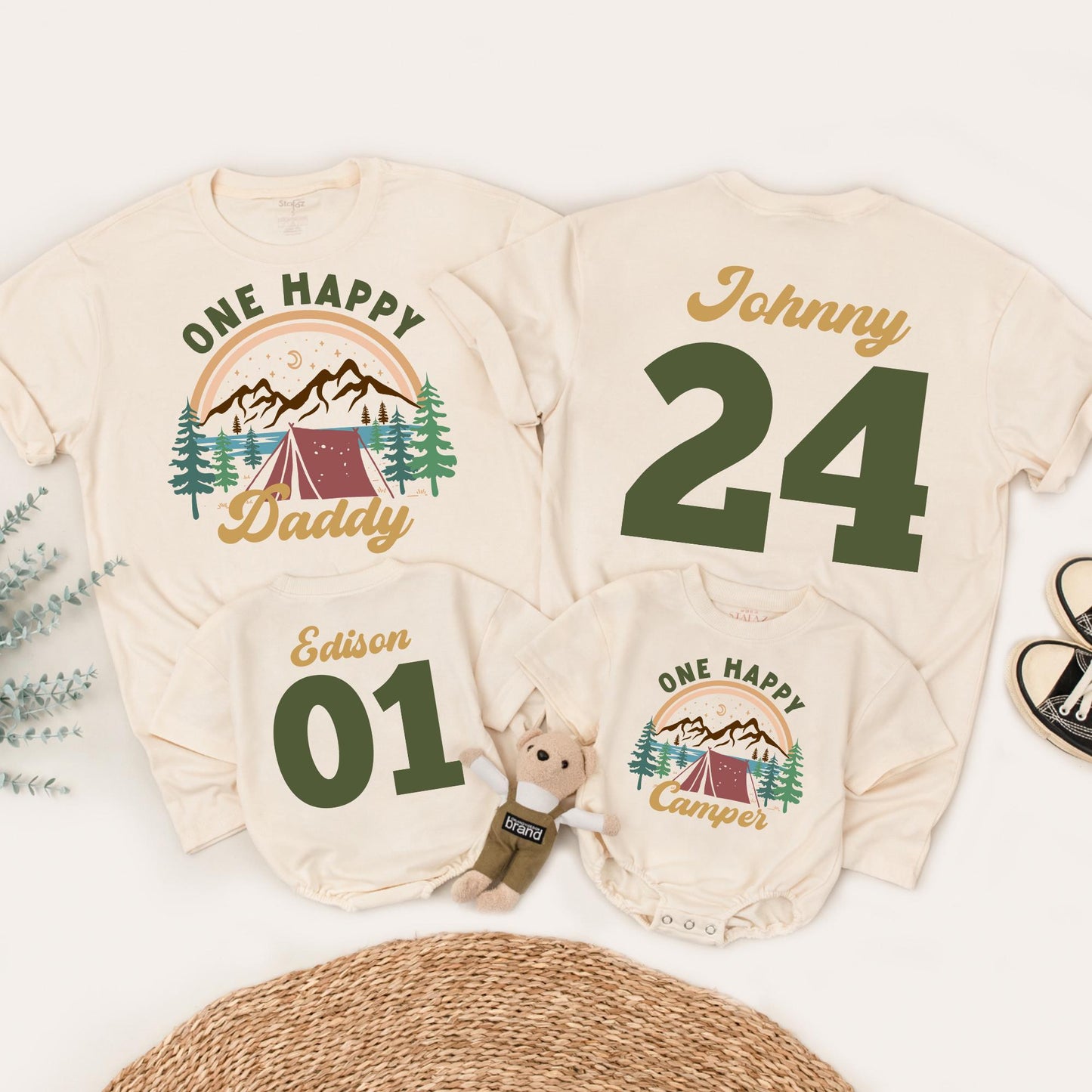 One Happy Camper First Birthday T-Shirt & Family Matching Shirts