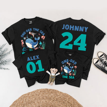 Oneder The Sea Boy 1st Birthday Shirt - Whale Ocean Animals Outfit