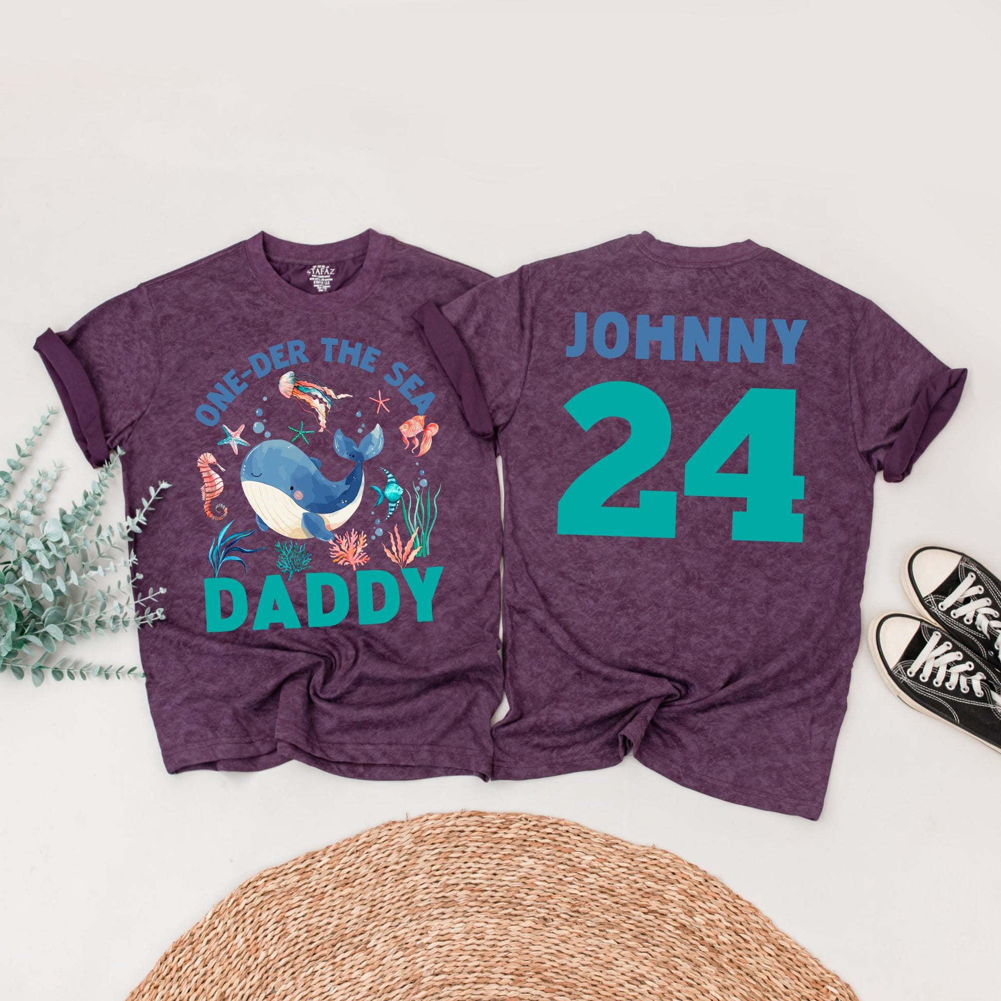 Oneder The Sea Boy 1st Birthday Shirt - Whale Ocean Animals Outfit
