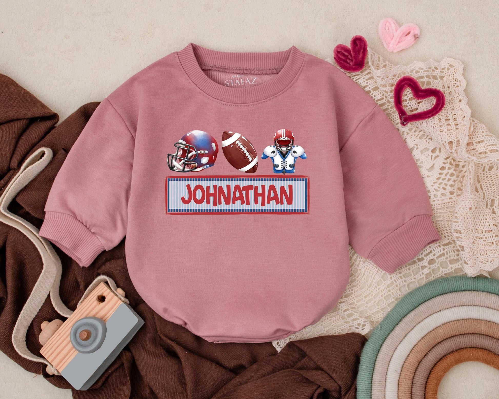 Personalized Kids Football Bubble Romper Game Day Outfit First Birthday Gift Sports Baby Clothes
