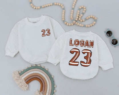 Custom Football Birthday Boy Romper Personalized Sport Baby Bodysuit Game Day First Birthday Outfit Newborn Football Season