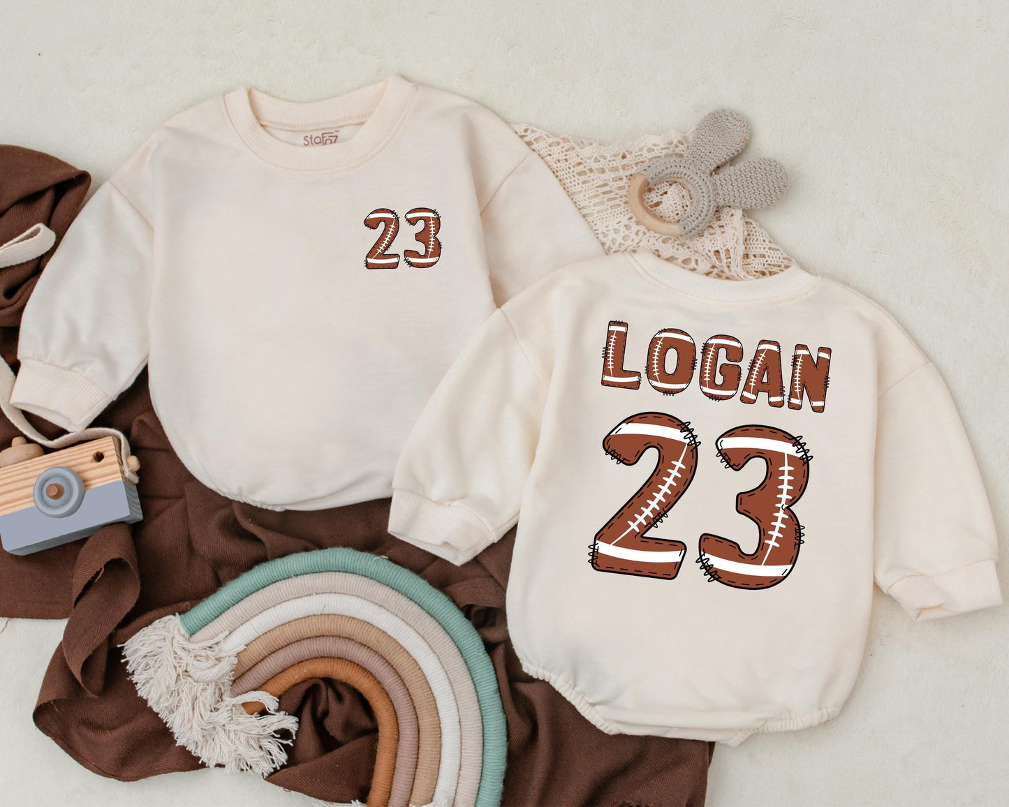 Custom Football Birthday Boy Romper Personalized Sport Baby Bodysuit Game Day First Birthday Outfit Newborn Football Season