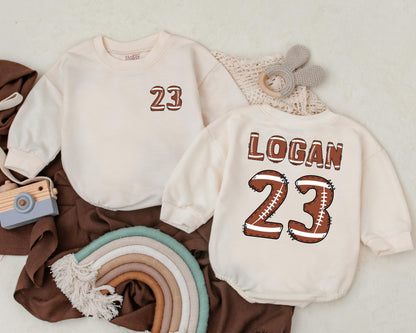 Custom Football Birthday Boy Romper Personalized Sport Baby Bodysuit Game Day First Birthday Outfit Newborn Football Season