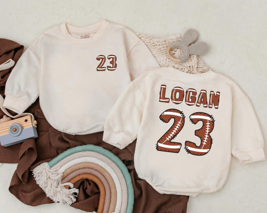 Custom Football Birthday Boy Romper Personalized Sport Baby Bodysuit Game Day First Birthday Outfit Newborn Football Season