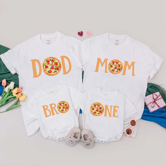 Matching Pizza Birthday Family T-Shirts - Pizza First Birthday Girl Tee, Mommy & Me Outfits, Baby Girl Romper, Slice Slice Baby