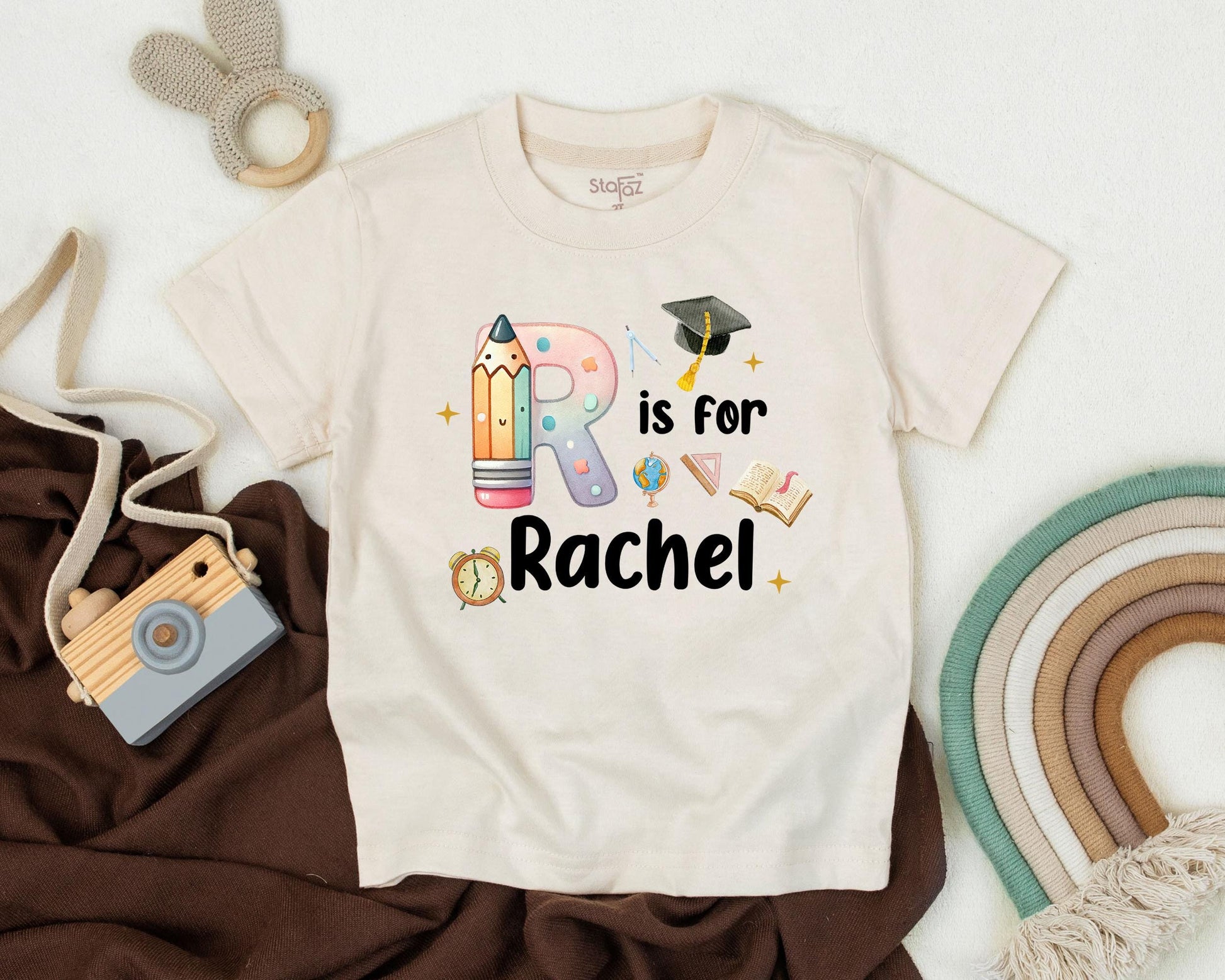 Cute Kindergarten Alphabet Shirt Personalized Name Custom First Day of School Outfit Back to School Kids