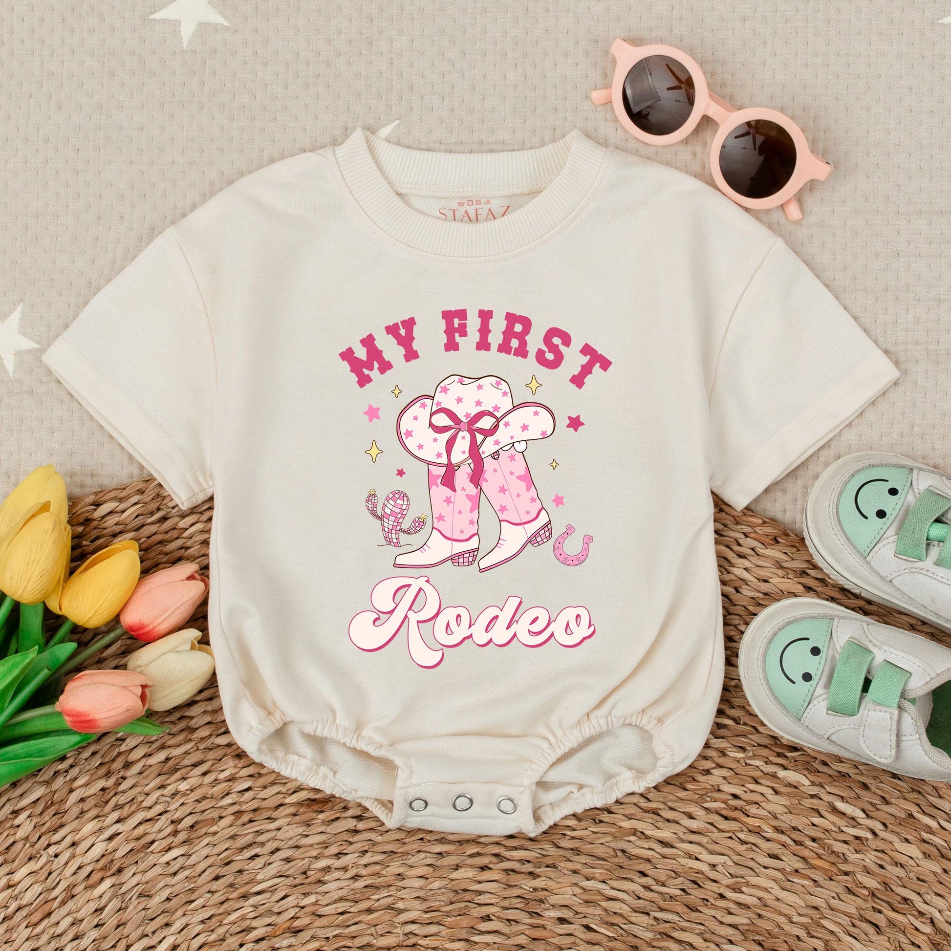 Girl's First Rodeo Birthday Romper | 1st Birthday Outfit | Highland Cowgirl Howdy Baby Girl Bodysuit (138 chars)