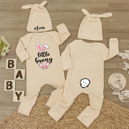 Little Bunny Easter Outfit Bodysuit and Hat Set Newborn Baby Clothes Cute Bunny Ears Design Honey Bunny Gift First Easter Day Going Home Outfit (138 chars)
