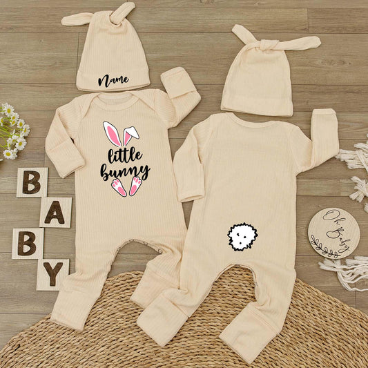 Little Bunny Easter Outfit Bodysuit and Hat Set Newborn Baby Clothes Cute Bunny Ears Design Honey Bunny Gift First Easter Day Going Home Outfit (138 chars)