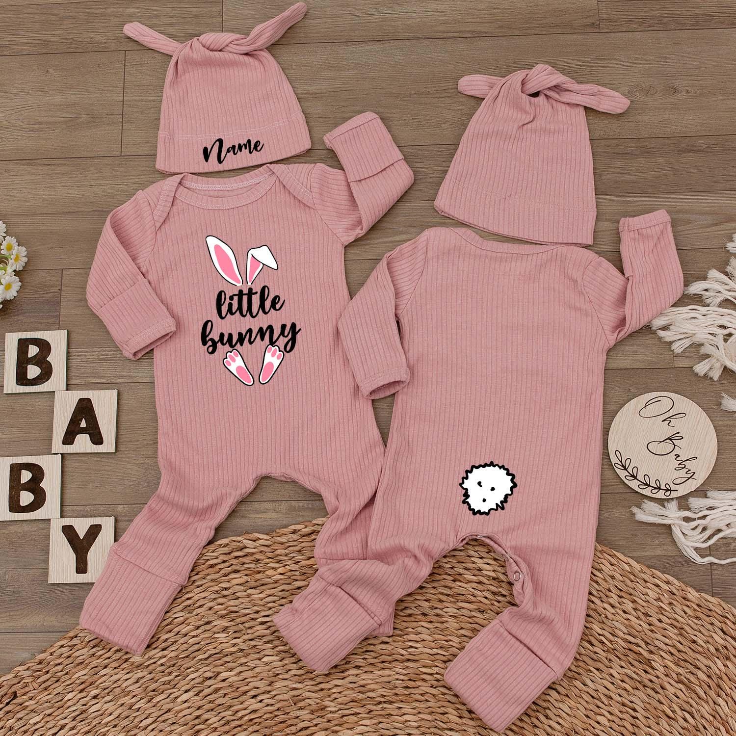 Little Bunny Easter Outfit Bodysuit and Hat Set Newborn Baby Clothes Cute Bunny Ears Design Honey Bunny Gift First Easter Day Going Home Outfit (138 chars)
