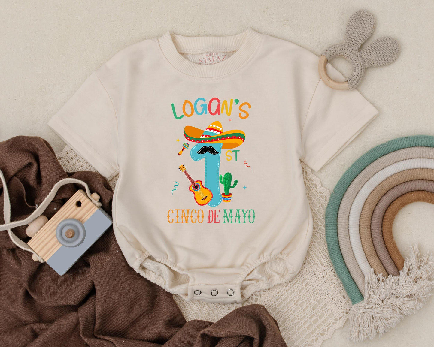 Personalized Name First Cinco De Mayo Baby Romper Newborn Bodysuit Custom Fiesta Outfit Mexican Infant Clothes