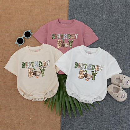 Personalized Lucky Duck Baby Romper Cute Mallard Duck Baby Clothes First Birthday Outfit What The Duck Baby Gift