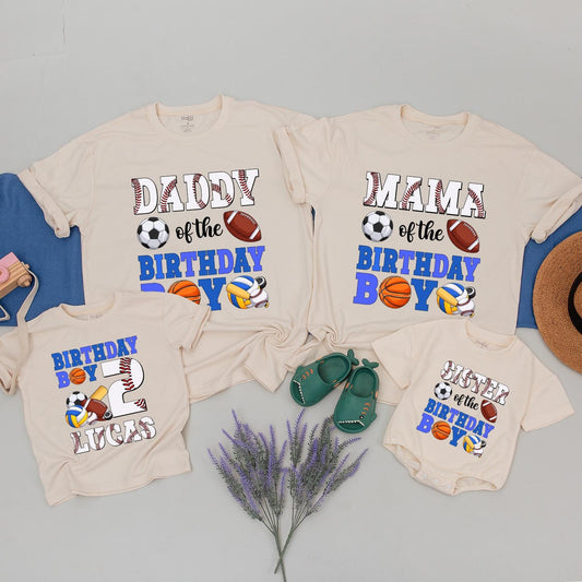 Sports Balls Birthday Family Matching Shirts Custom Team Party Outfits Mommy Dad Kid Guest Apparel