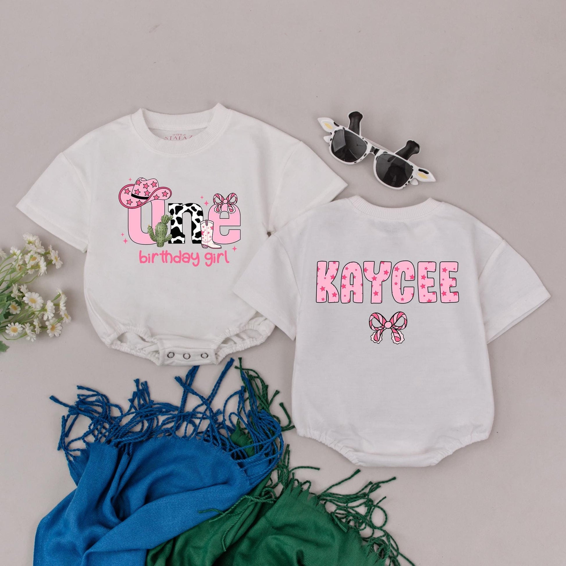 Personalized Western Cowgirl 1st Birthday Romper for Baby Girls First Rodeo Wild One Celebration Outfit Short Sleeve Bodysuit