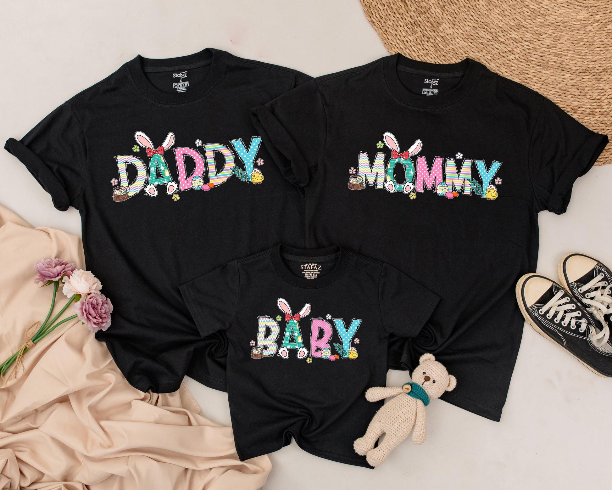 Custom Easter Bunny Family Shirts Adorable Matching Outfits for Mom & Me First Easter Day Celebration Gift