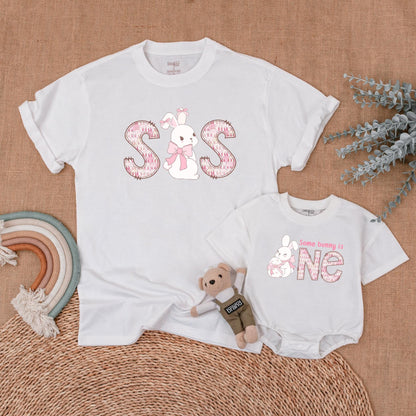 Some Bunny is One Matching Family Birthday Shirts, 1st Birthday Girl Outfits, Bunny Party, Mom & Baby, Custom